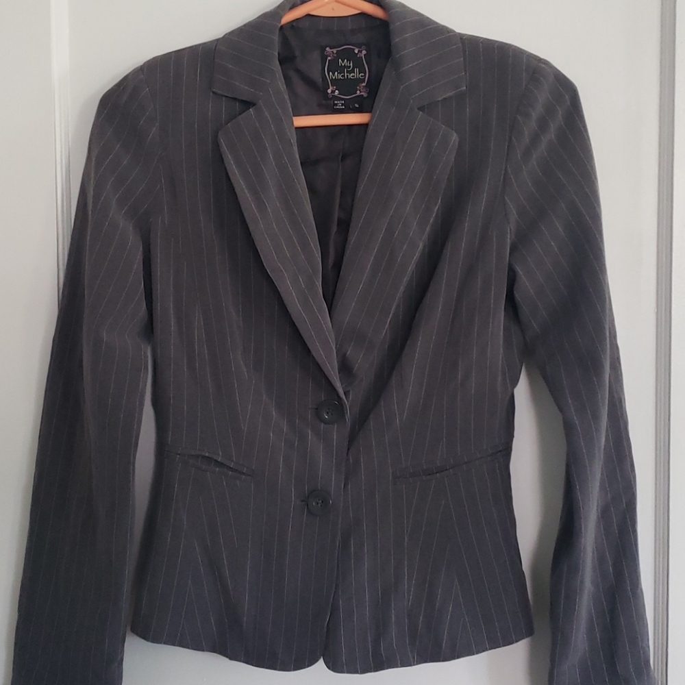 Pin striped blazer - charcoal gray